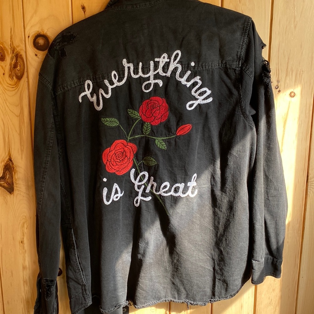 Distressed jean jacket